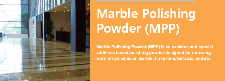 MPP (marble Polishing Powder) is formulated for the professional user. MPP is a polishing powder based on oxalates and special additives.
MPP is very effective for renewing worn off polishes on marble, travertine, terrazzo, etc. 

